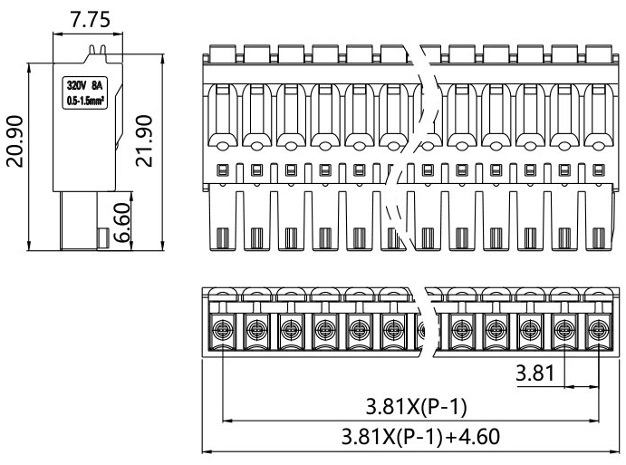 插拔式端子臺-插頭LKPG-381(圖1) 插拔式端子臺-插頭LKPG-381(圖1)