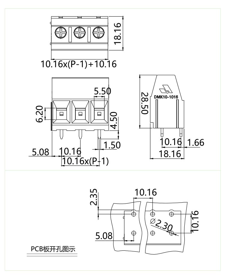 固定式端子臺DMK10-1016(圖1)