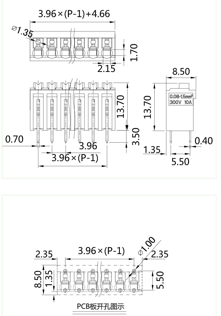 固定式免螺絲端子臺KMD1.5-396V(圖1)